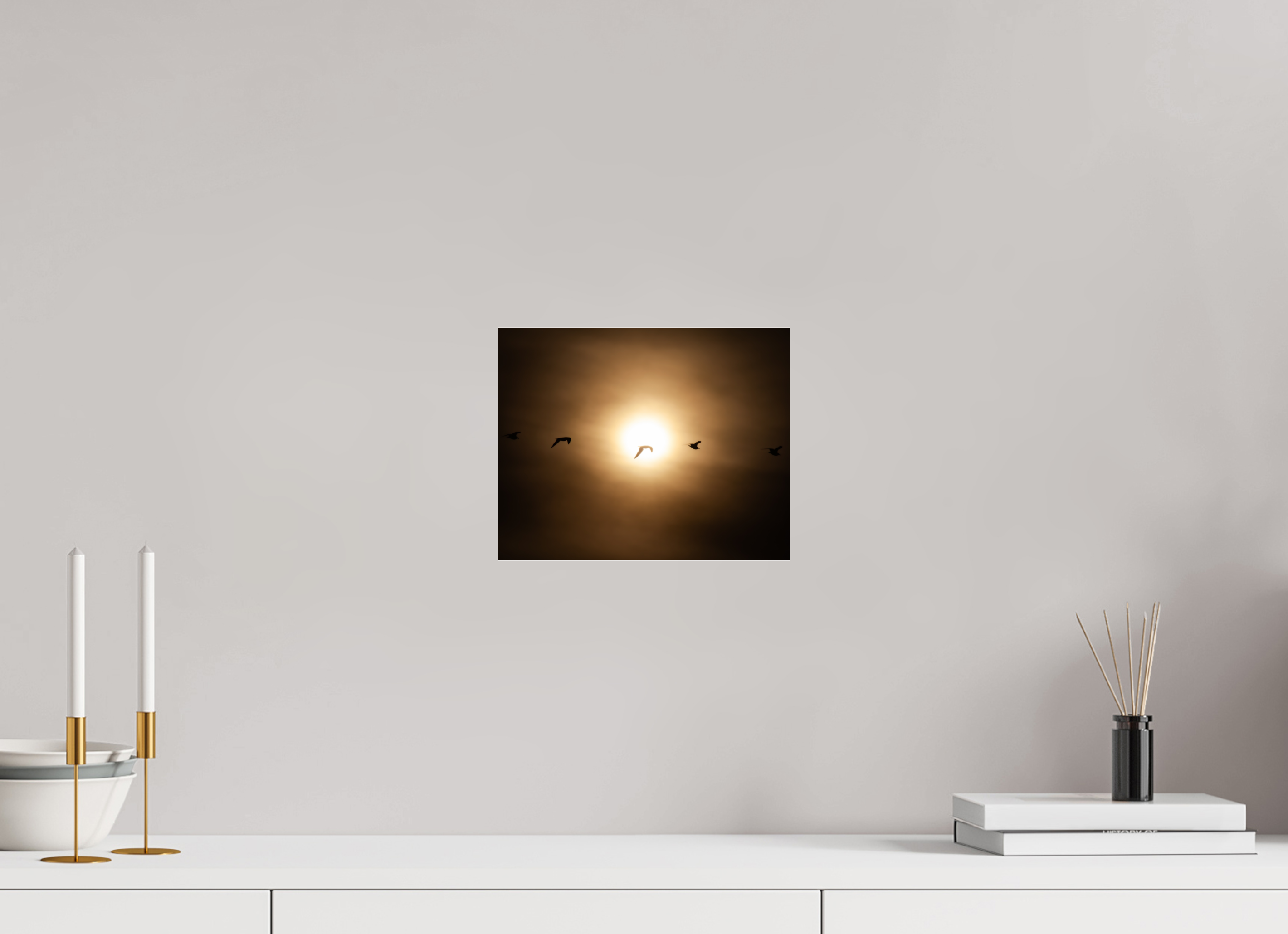 10 x 8″, Photo Print Under Acrylic Glass Seagull Silhouettes at Sunset Salt Lake City