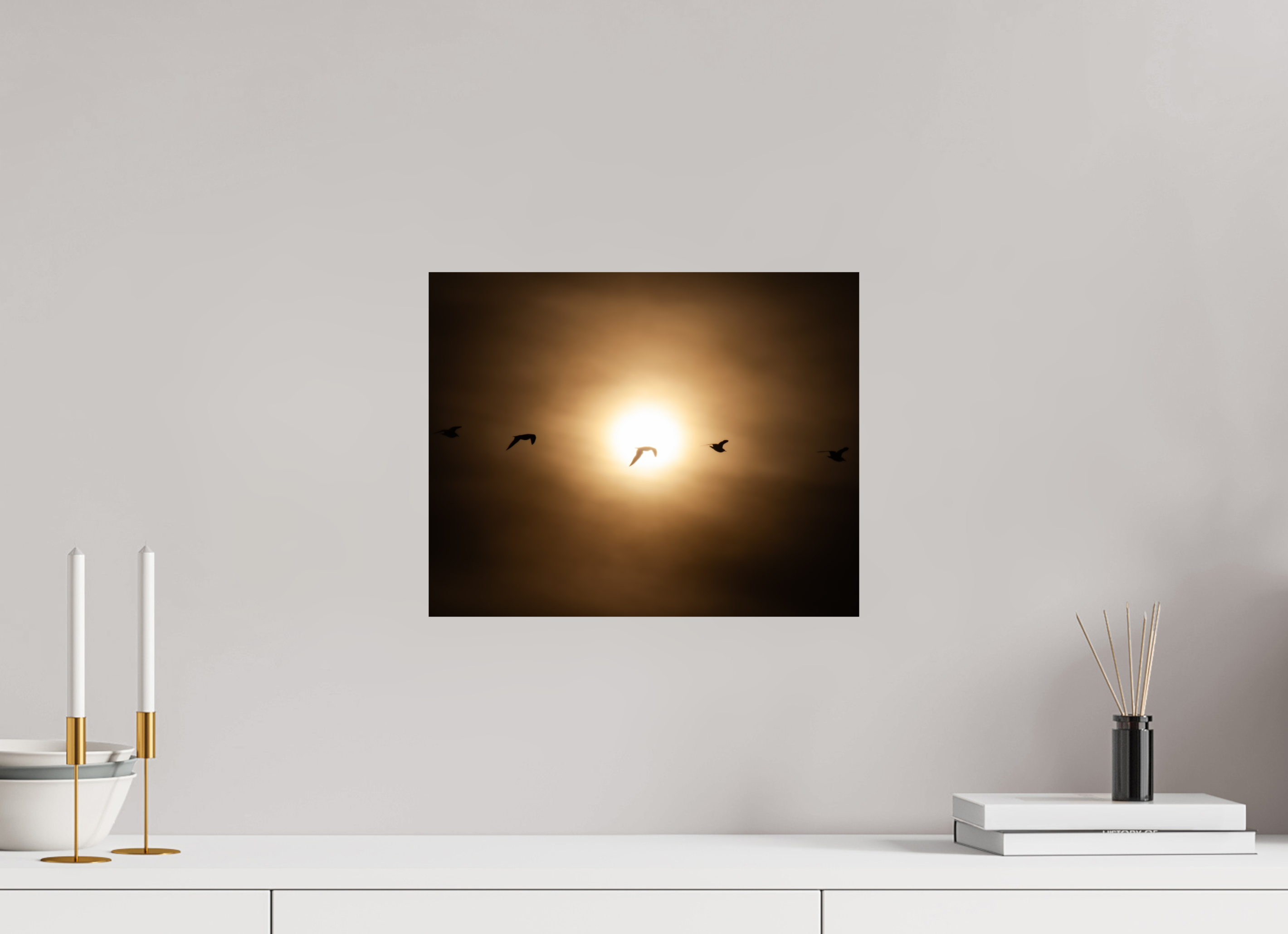 15 x 12″, Photo Print On Fuji Crystal DP II Seagull Silhouettes at Sunset Salt Lake City