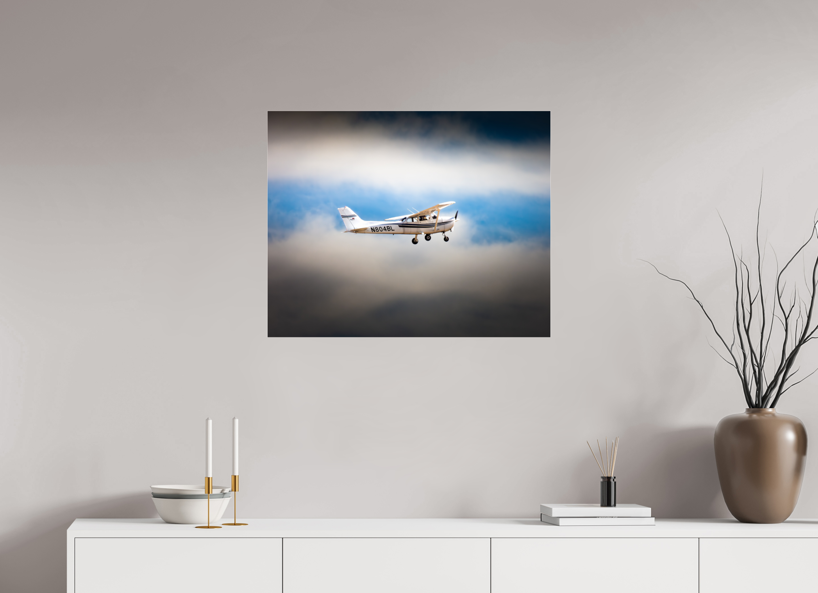 30 x 24″, Photo Print Under Acrylic Glass Cessna 172 Skyhawk N804BL Stormy Flight West Jordan Utah