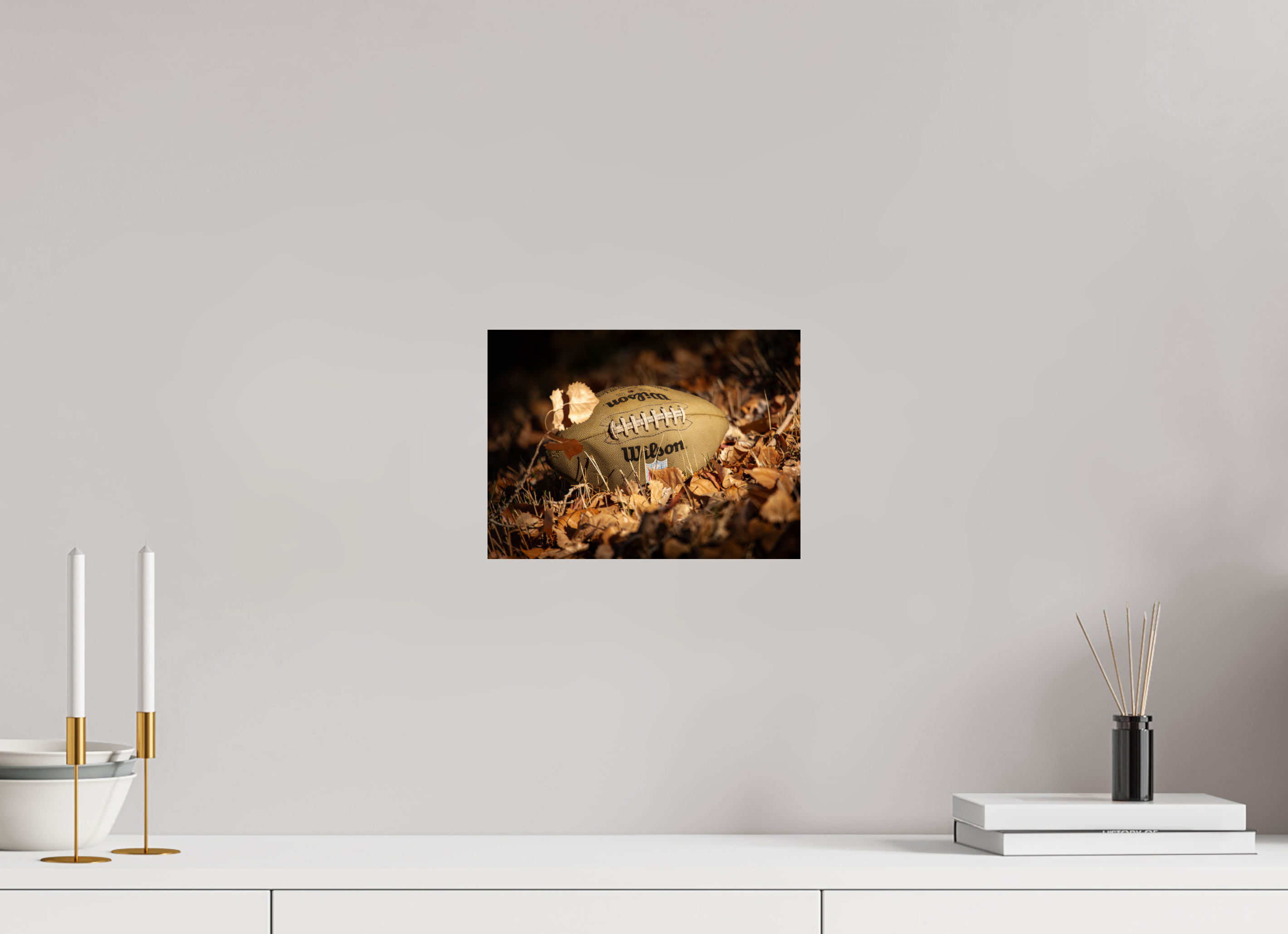 10.9 x 8″, Photo Print On Fuji Crystal DP II Wilson Football in Autumn Leaves Salt Lake City