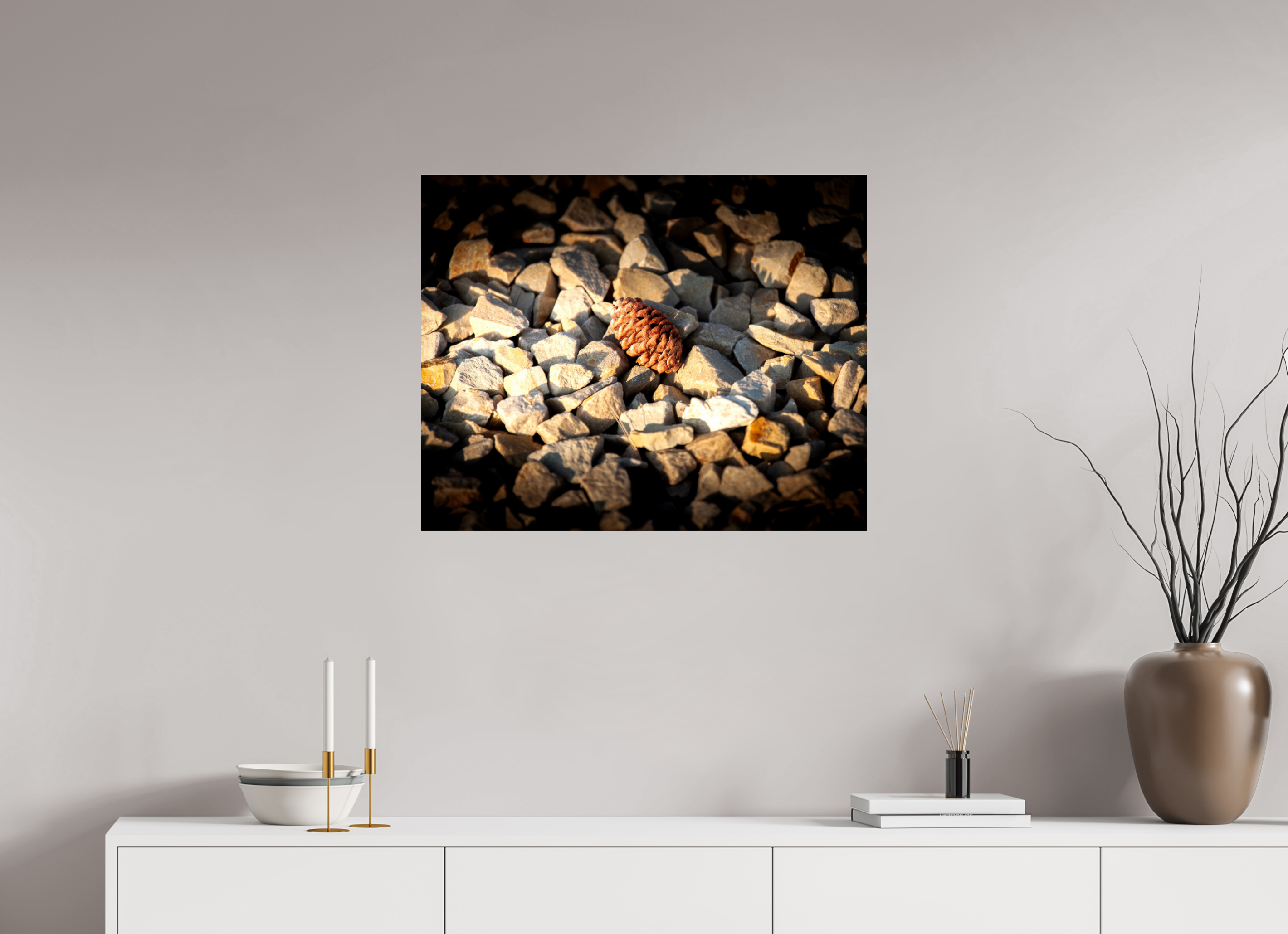 30 x 24″, Photo Print Under Acrylic Glass Pinecone on Jagged Rocks Salt Lake City Utah