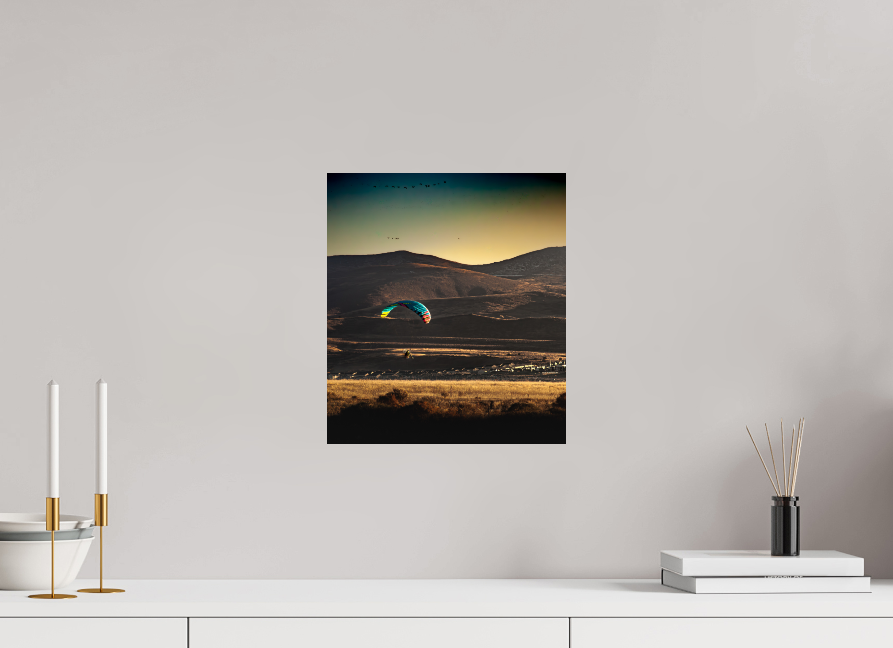 12 x 13.6″, Photo Print On Fuji Crystal DP II Copy Name: Paramotor Flight over Utah Foothills Golden Hour