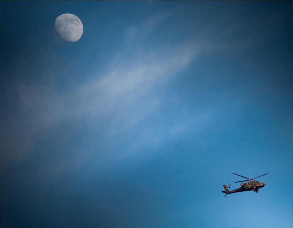 Main image AH-64 Apache Military Helicopter and Moon West Jordan Utah
