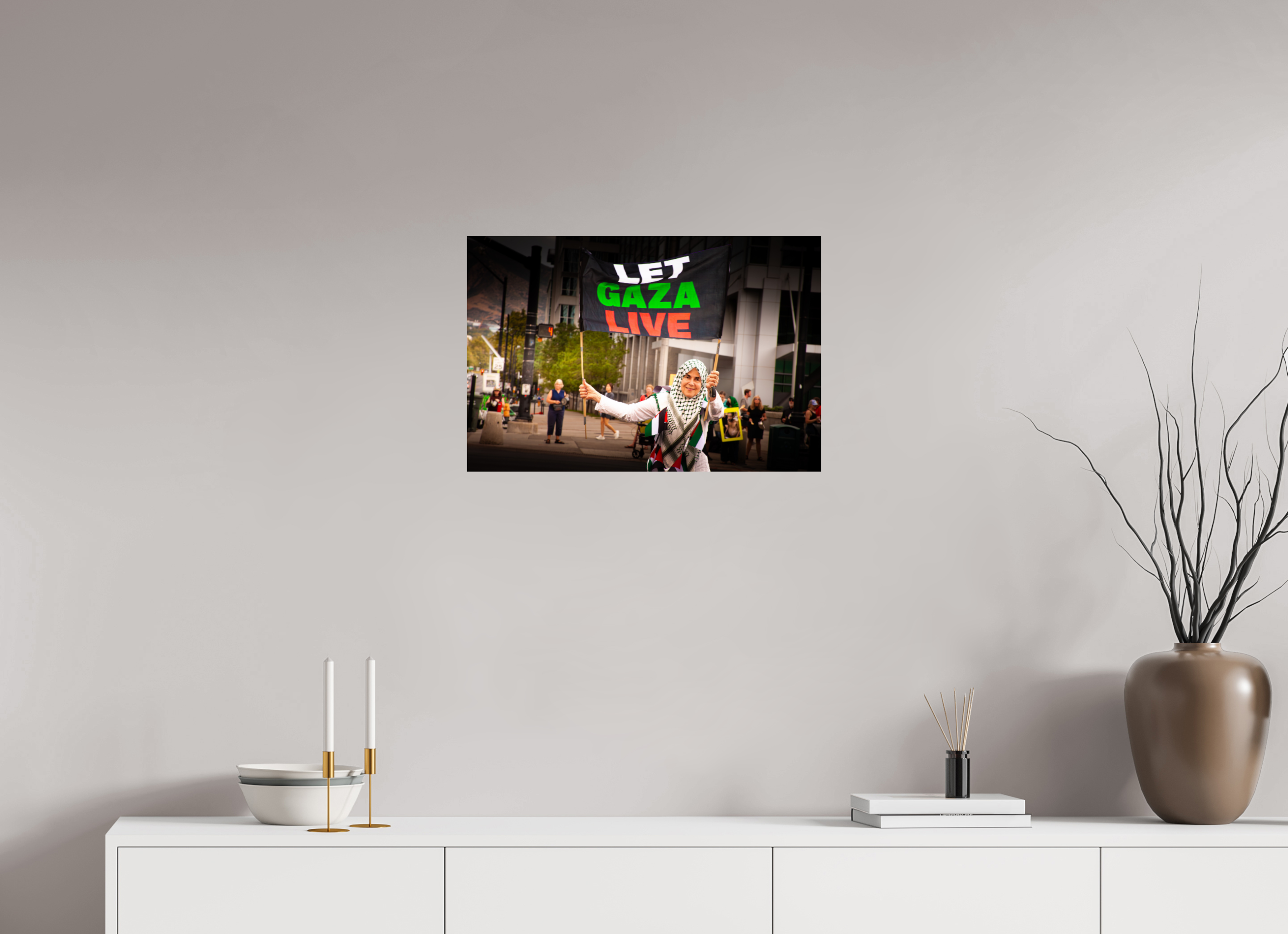 24 x 16″, Photo Print On Fuji Crystal DP II Pro-Palestine Protest at US Courthouse Salt Lake City