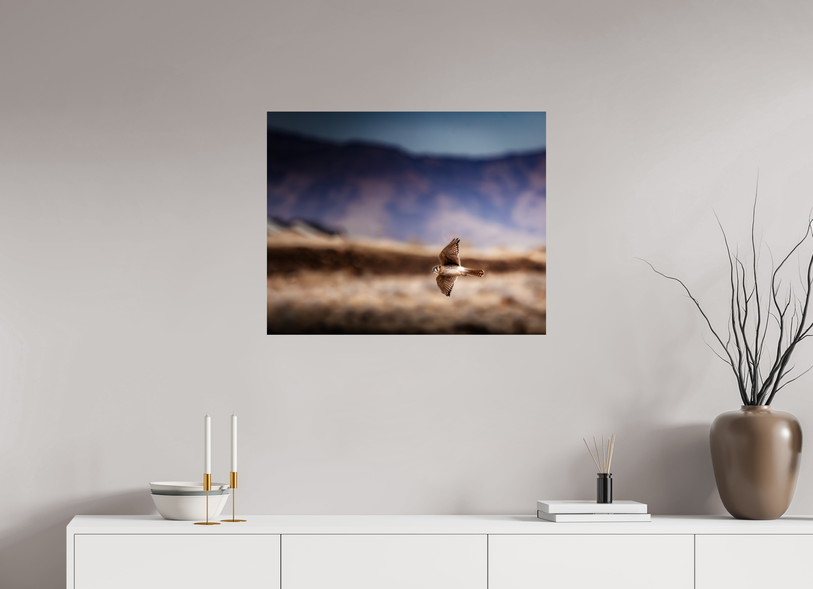 30 x 24″, Photo Print On Fuji Crystal DP II American Kestrel in Flight Salt Lake City Utah Foothills